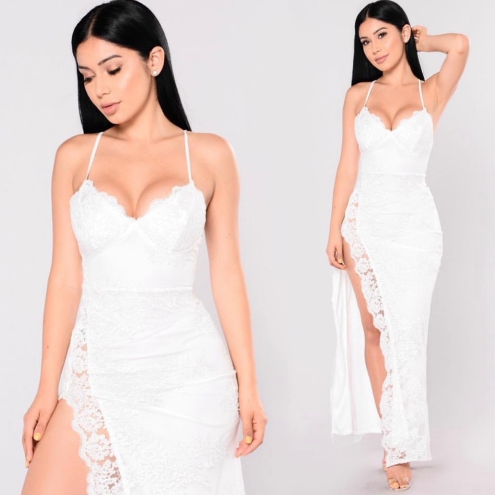 NWT White Lace Slit Dress BRAND NEW